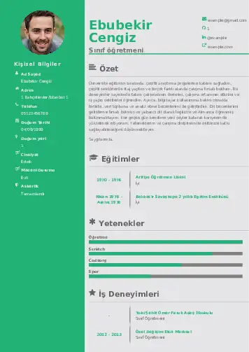 Sınıf Öğretmeni Cv Örnekleri cv indir